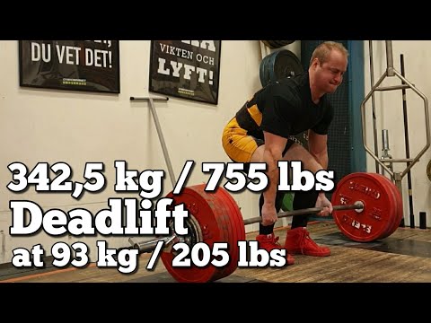 Jimmy Karlsson | 342,5 kg / 755 lbs RAW Deadlift at 93 kg / 205 lbs BW