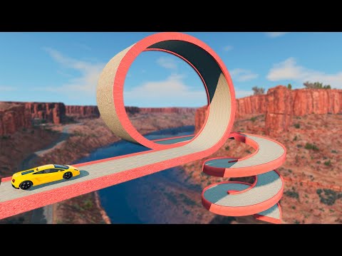 Cars Vs Impossible Loop Spiral Bridge - BeamNG.Drive