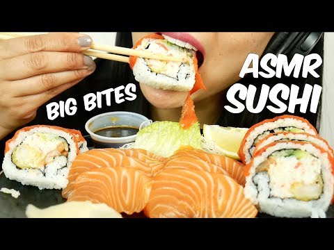 Asmr Sashimi Sushi Roll Eating Sounds Big Bites No Talking Sas Asmr