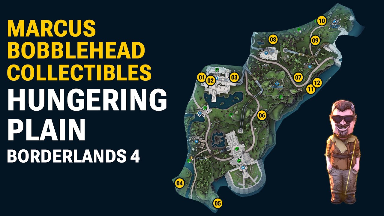 Video All Marcus Bobblehead (12) Collectibles in Hungering Plain - Borderlands 4