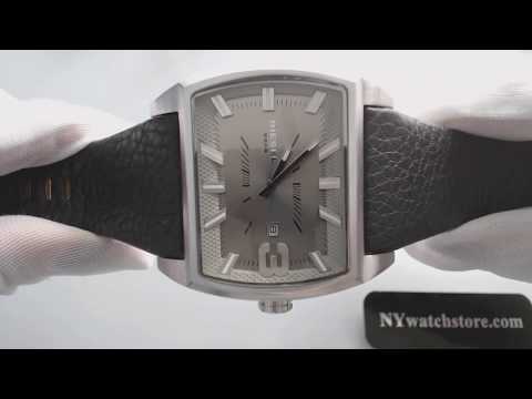 Men's Diesel Starship Black Leather Strap Watch DZ1674