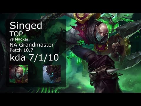 Singed Top vs Maokai - NA Grandmaster 7/1/10 Patch 10.7 Gameplay