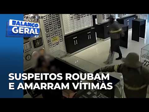 Suspeitos são flagrados roubando loja e amarrando atendentes em Mandaguari, no PR