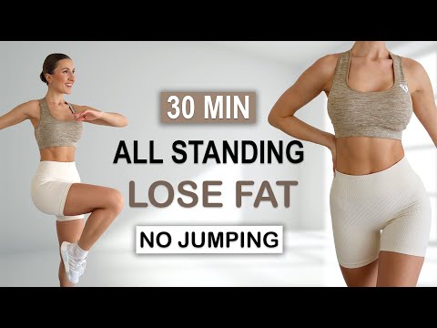 30 Min FULL BODY FAT LOSS | All Standing + No Jumping HIIT | Standing Abs | No Repeat thumnail