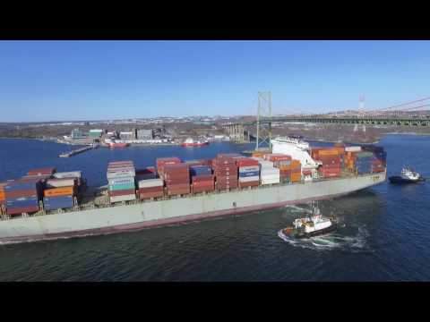 DJI Phantom 3 Video - AGIOS MINAS Under MacKay Bridge - Port of Halifax (Mar 21, 2017)