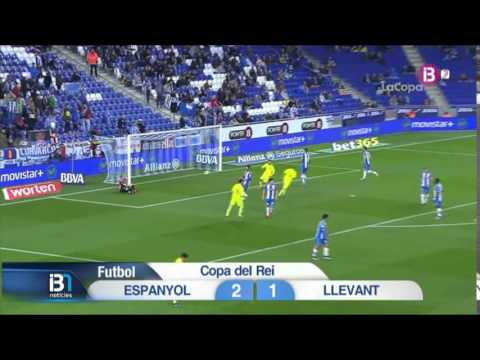 Gol Verza de falta del Levante ante el RCD Espanyol. Copa del Rey 15/16