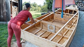 Amazing Process of Building a Simple BOAT in the Backyard