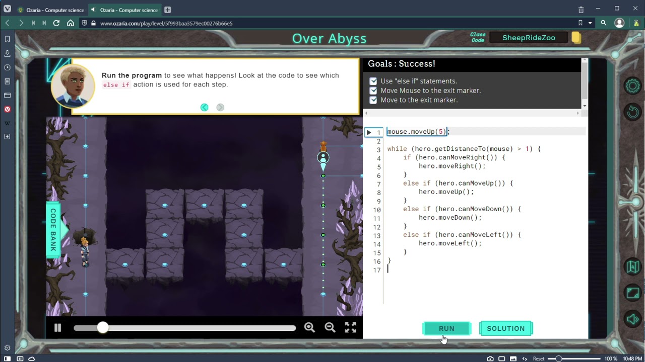 Ozaria JavaScript - Chapter 4 - Module 1 - Over Abyss