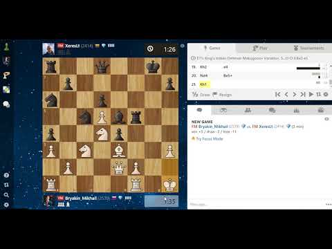 Blitz on Chess.com FM Bryakin Mikhail - FM Chocenka Dmitrijus