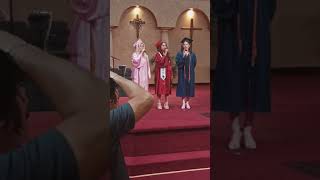 God Bless America 2024 graduation -Thalia Rodriguez with Summer Kazim and Jordana Serrao