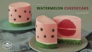 노오븐!🍉 수박 치즈케이크 만들기 : No-Bake Watermelon Cheesecake Recipe : ウォーターメロンチーズケーキ | Cooking tree