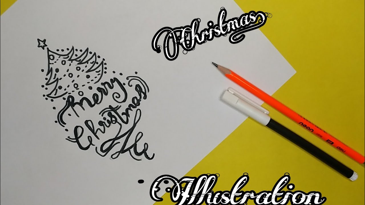 How To Draw Vector illustration of Christmas lettering text sign stock illustration .