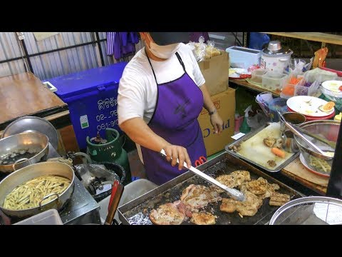 The Thai Queen of Grilled Meat. Bangkok Street Food, Thailand