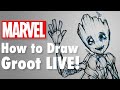 How To Draw Groot LIVE! | Marvel Comics