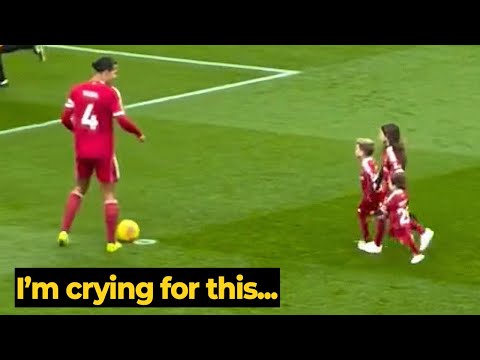 Emotional scenes at Anfield as Diogo Jota’s sons walked out with Van Dijk during the game vs Wolves