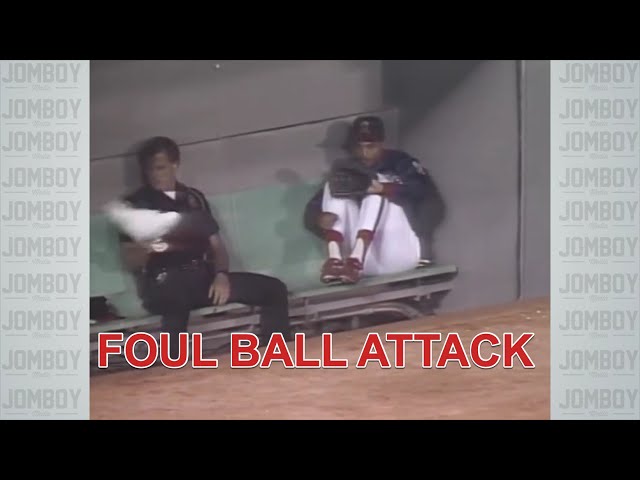 David Hulse fouls four pitches in a row into the Angels dugout, a breakdown