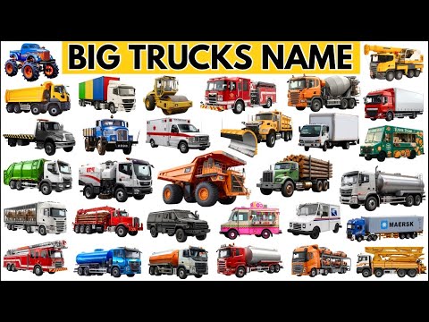 Vehicles Name | Truck Names for Kids | Learn 30 Big Vehicles Name,Trucks with Pictures and Sounds