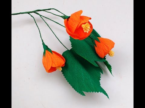 How to make Paper Flower Red Vein Indian Mallow \ Abutilon (flower # 167)