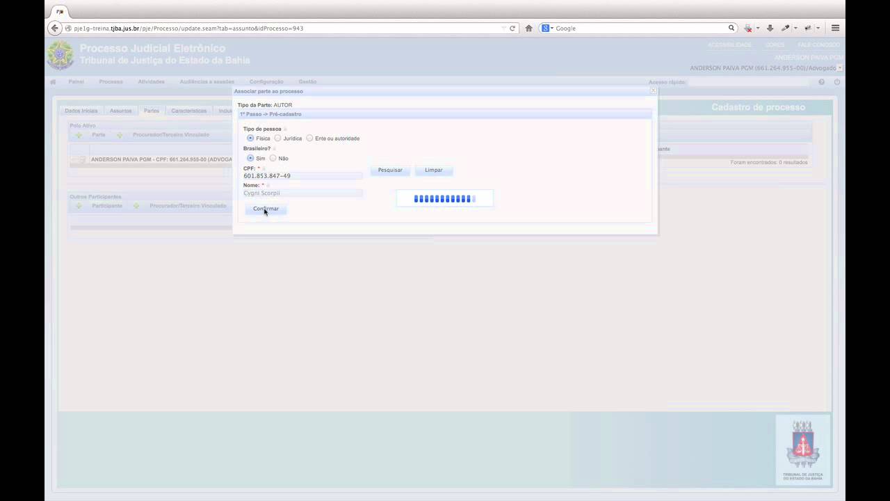 [PJe - Treinamento] - Petição Inicial - Parte 01