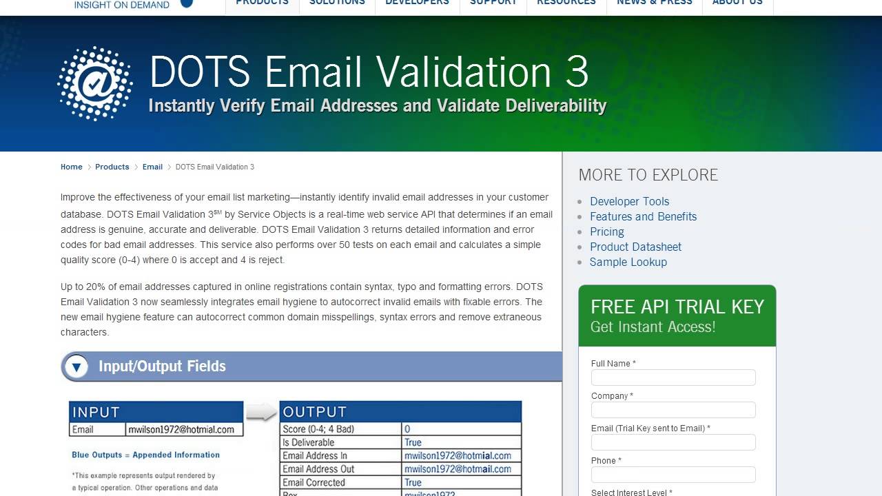 DOTS Email Validation | Service Objects