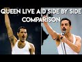 FULL Queen At LIVE AID Side By Side Comparison With Rami Malek Bohemian Rhapsody 2018