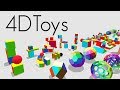 4D Toys: a box of four-dimensional toys, and how objects bounce and roll in 4D