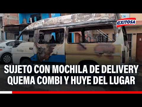 🔴🔵 Man with delivery backpack sets fire to van and flees the scene