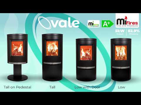 Mi-Fires Ovale range. Elegant wood burning stoves all with an A+ energy rating.