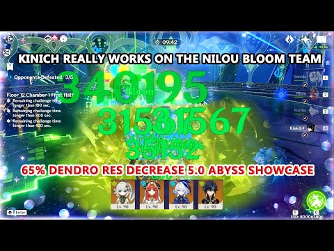 Kinich Really Works on the Nilou Bloom Team | 65% Dendro RES Decrease 5.0 Abyss Showcase