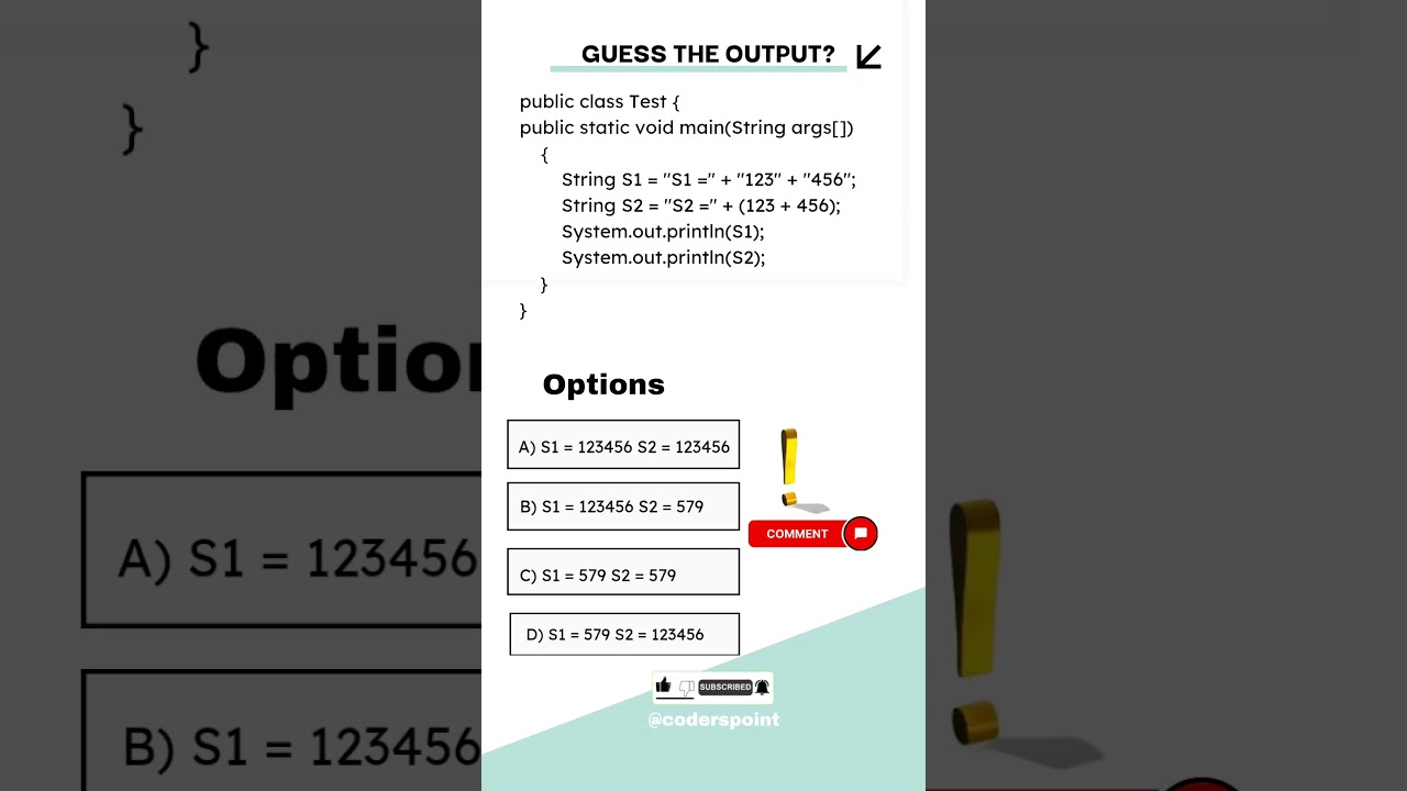 Day 50 java mcq question | java interview questions | java basic programming #javacoding #java #code