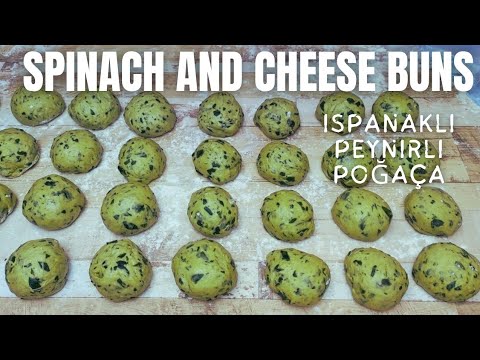 SPINACH INFUSED BUNS WITH CHEESE, ONION AND CHILLI FILLING - Ispanakli Peynirli Poğaça