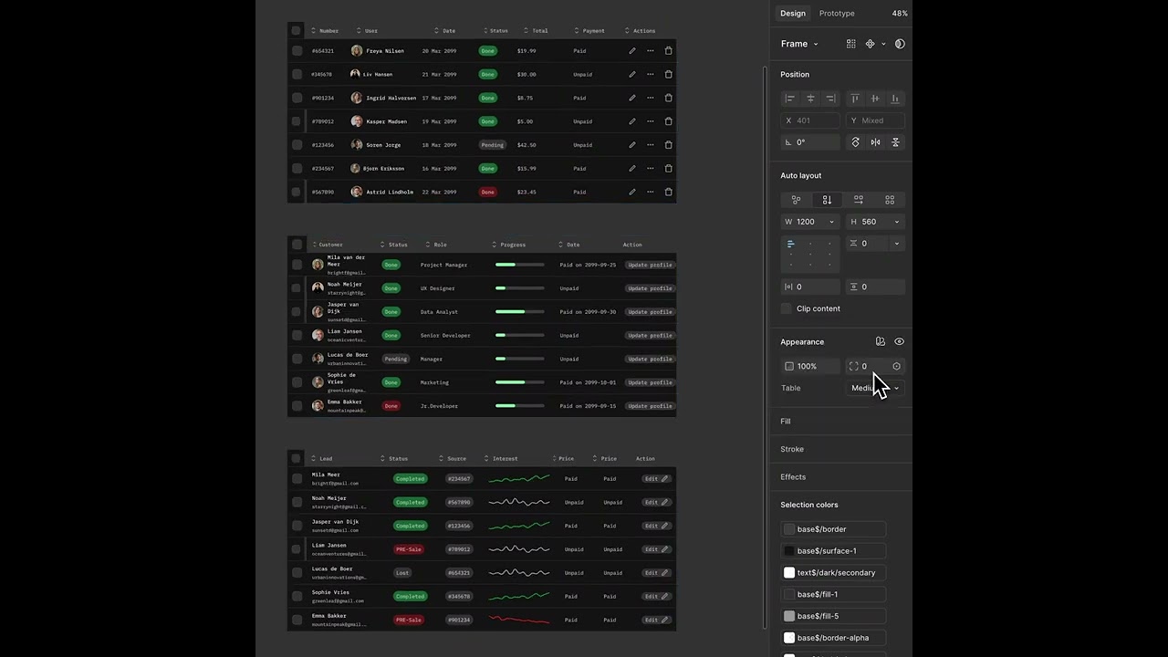 Parametric Tables in Figma | Frames X UI Kit
