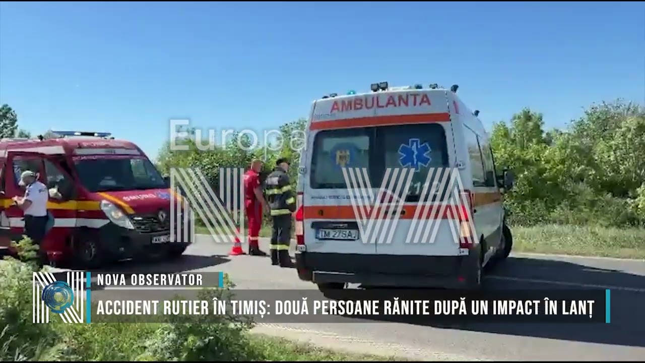 Accident rutier în Timiș: două persoane rănite după un impact în lanț