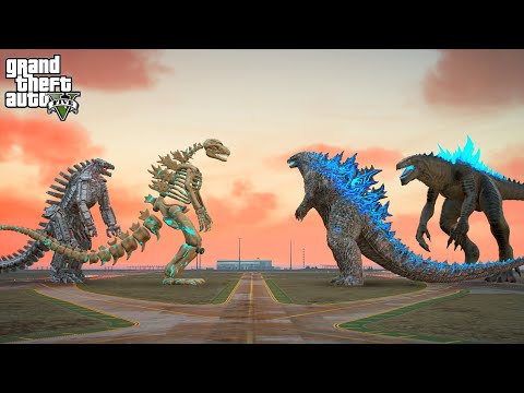 Godzilla and Zilla 1998 vs Mechagodzilla and Skeleton Godzilla - GTA 5 Mods