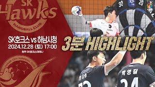 [벳조이]SK호크스 vs 하남시청 (2024.12.28)｜신한 SOL 페이 24-25 핸드볼 H리그