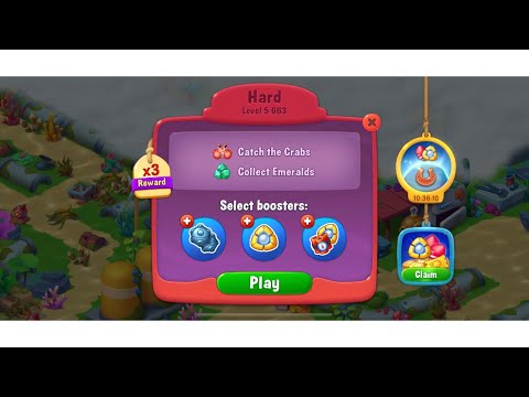 Fishdom , hard level 5663 collect emeralds
