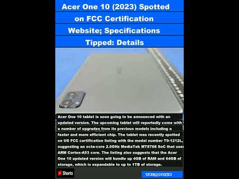 Acer One 10 (2023) Spotted on FCC Certification Website; Specifications Tipped: Details|#shorts