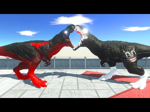 3x RED BATMAN T-REX vs CARTOON CAT T-REX vs HULK GORO - Animal Revolt Battle Simulator ARBS