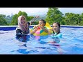YAY THE GIANT SWIMMING POOL IN THE VILLA IS DONE AZAM RIDES A HORSE AND SWIMS