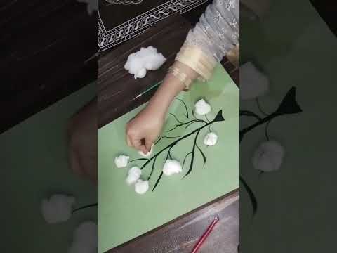 cotton work  , use cotton ball for DIY  wall hanging,#co