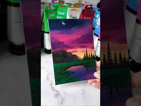 easy way to paint a purple night sky / acrylic painting for beginners ✨️