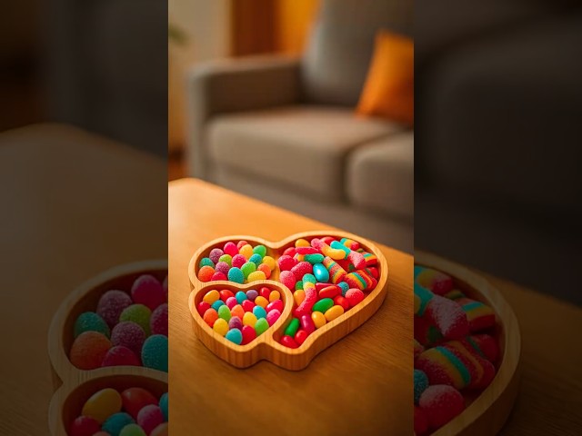 Video PETISQUEIRA DE BAMBU 27X26,5CM FORMATO CORAÇÃO COM 2 DIVISÓRIAS