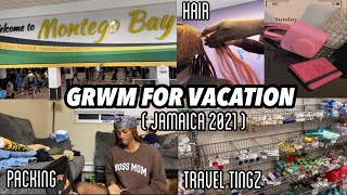 GRWM For Vacation Vlog | Jamaica 2021 | Hair , Wax , Brows + Pack W/ Me | VLOGMAS Day 1 & 2
