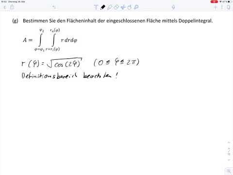 Übungsblatt8 Aufgabe g.2 – Flächeninhalt Doppelintegral