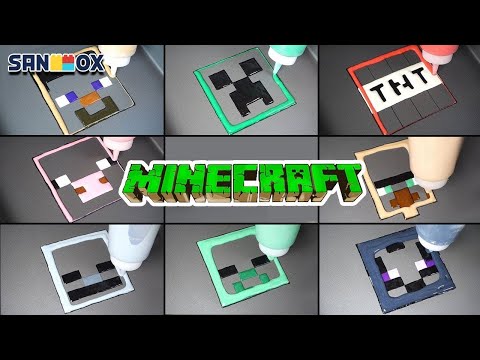 Minecraft Pancake art   Creeper, TNT, Steve, Pig, Villager, Skeleton, Zombie, Ender Man