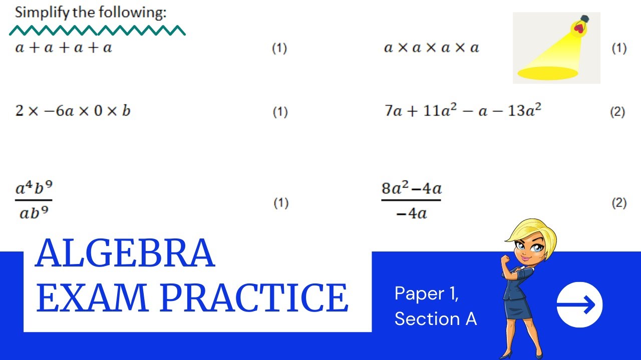 Algebra Practice Test For Exam Grade 8: Part 1