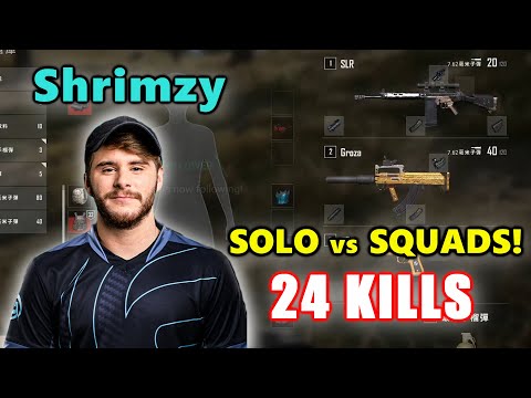 Soniqs Shrimzy - 24 KILLS - GROZA + SLR - SOLO vs SQUADS! - PUBG