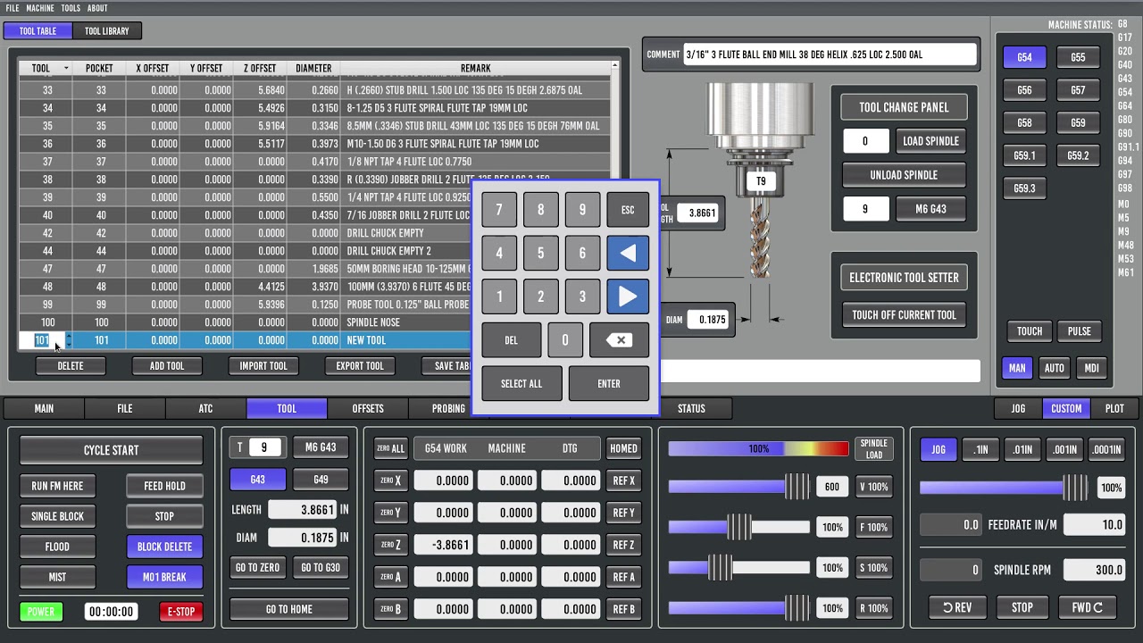 Virtual keyboard underway.. Probe Basic CNC
