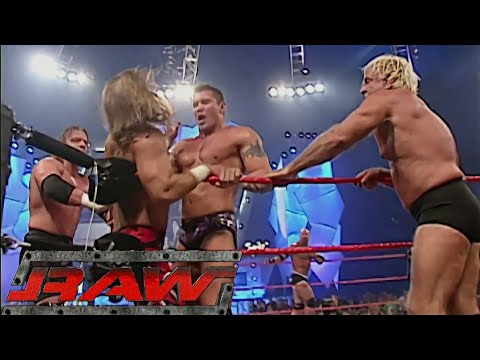 Evolution vs Goldberg, Shawn Michaels & Maven RAW Sep 01,2003