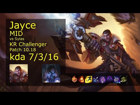 Jayce vs Sylas Mid - KR Challenger 7/3/16 Patch 10.18 Gameplay // [롤] 제이스 vs 사일러스 미드